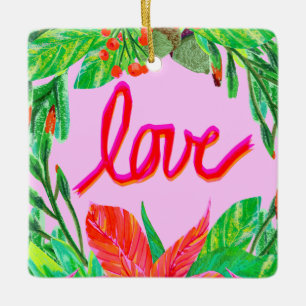 Christmas Foliage - Love Ceramic Ornament