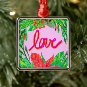 Christmas Foliage - Love Metal Ornament