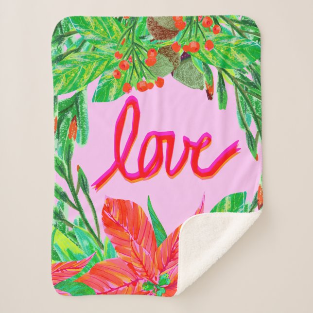 Christmas Foliage - Love Sherpa Blanket (Front)