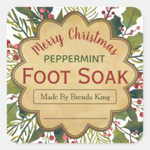 Christmas Foliage Mistletoe Holly Foot Bath Labels