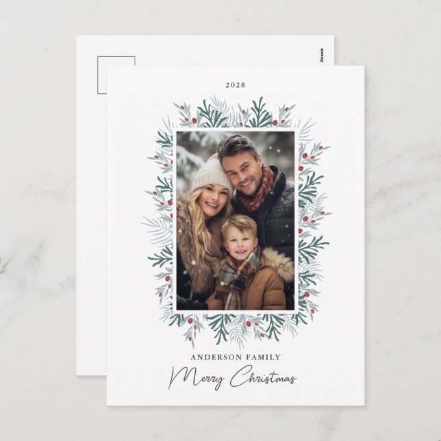 Christmas Foliage Photo Holiday Postcard (Front/Back)
