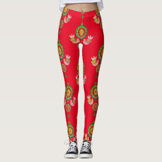 CHRISTMAS FOLK ART PRINTED Leggings