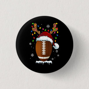 Christmas Football Ball Santa Lights Funny Boys Me 1 Inch Round Button