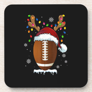 Christmas Football Ball Santa Lights Funny Boys Me Coaster