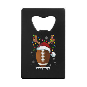 Christmas Football Ball Santa Lights Funny Boys Me Credit Card Bottle Opener