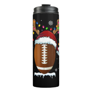 Christmas Football Ball Santa Lights Funny Boys Me Thermal Tumbler