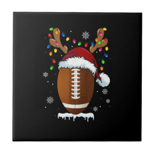 Christmas Football Ball Santa Lights Funny Boys Me Tile