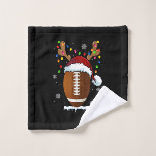 Christmas Football Ball Santa Lights Funny Boys Me Wash Cloth