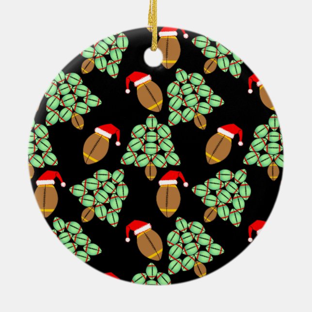 Christmas Football  Ceramic Ornament (Back)