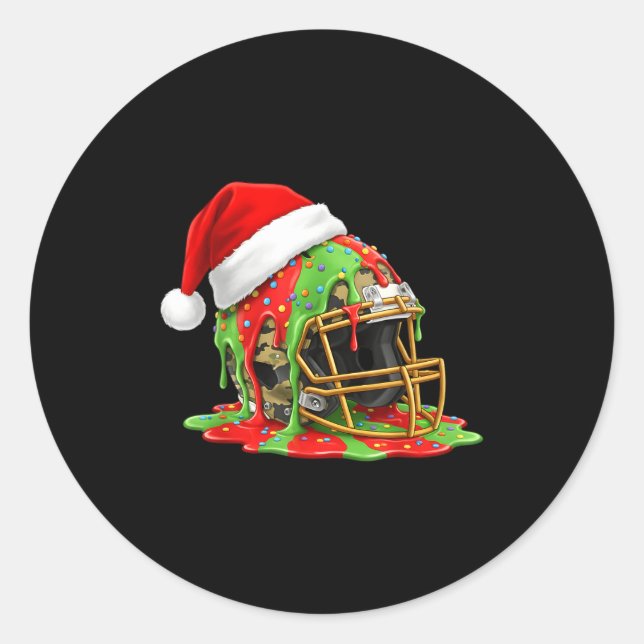 Christmas Football Drip Boys Ice Cream Drip Camo S Classic Round Sticker (Front)