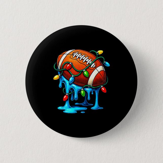 Christmas Football Drip Ice Cream Dripng  2 Inch Round Button (Front)