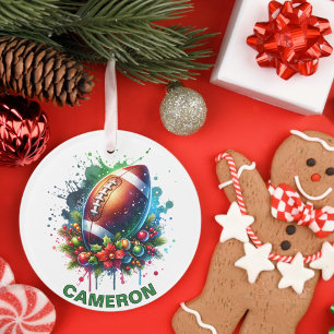 Christmas Football Enthusiast Custom Name Ornament