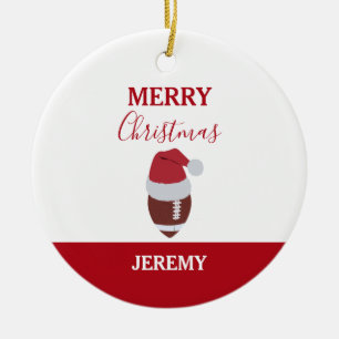 Christmas Football Gridiron Ball Custom Name Ceramic Ornament