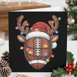 Christmas Football Lover Santa Hat Sports Xmas  Holiday Card