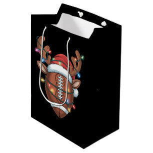 Christmas Football Lover Santa Hat Sports Xmas  Medium Gift Bag