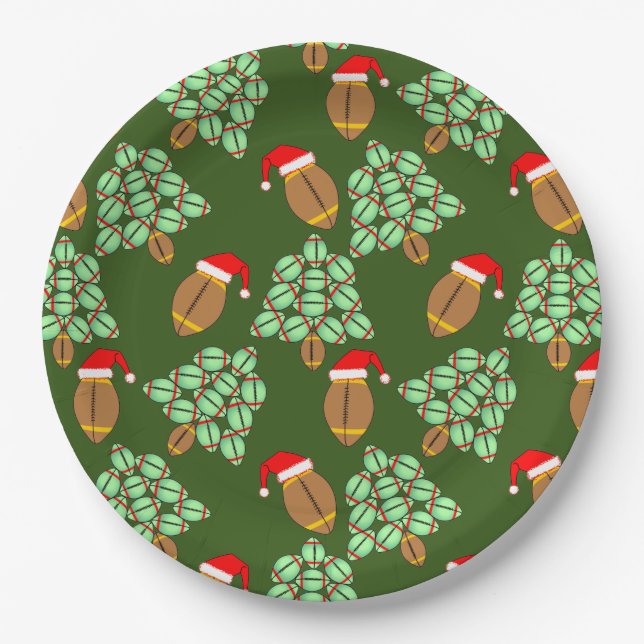 Christmas Football Paper Plate (Front)