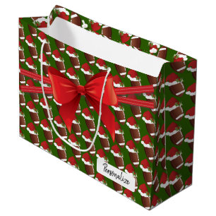 Christmas Football Pattern - Large Large Gift Bag