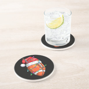 Christmas Football Player Santa Hat Coaster