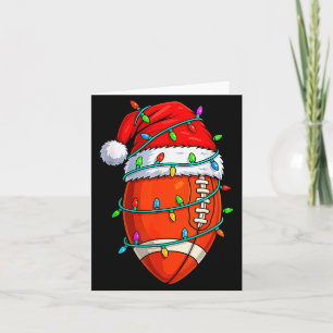 Christmas Football Player Santa Hat Xmas Lights Fu Card