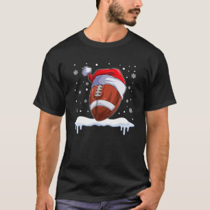 Christmas Football Santa Hat Football Mom Funny Xm T-Shirt