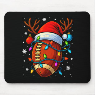 Christmas Football Santa Hat Lights Xmas Pajamas M Mouse Pad