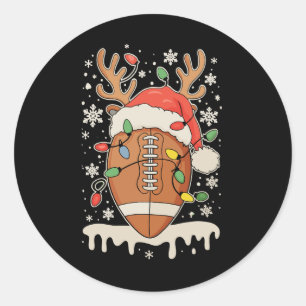 Christmas Football Santa Hat Reindeer Xmas Lights Classic Round Sticker