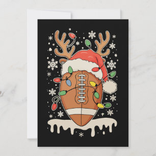 Christmas Football Santa Hat Reindeer Xmas Lights Holiday Card