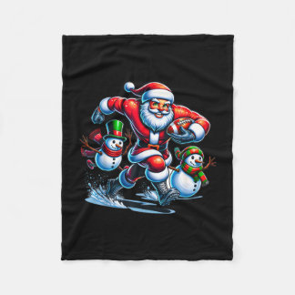 Christmas football santa playing football design fleece blanket