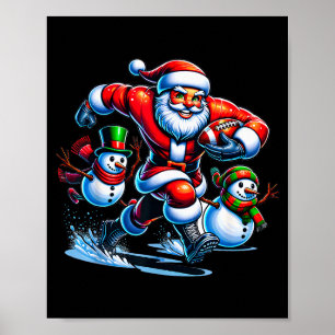 Christmas Football Santa Playing Football  Poster