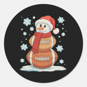 Christmas Football Snowman Holiday Sports Xmas Classic Round Sticker