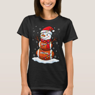 Christmas Football Snowman Kids Football Christmas T-Shirt