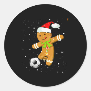 Christmas Football Soccer Gingerbread Player  Classic Round Sticker