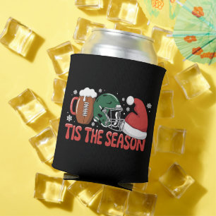 Christmas Football Tis the Season Sports Holiday Can Cooler