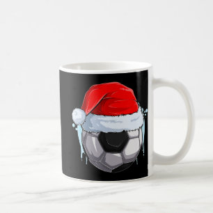 Christmas Football Xmas Soccer Ball in Santa Clau Coffee Mug