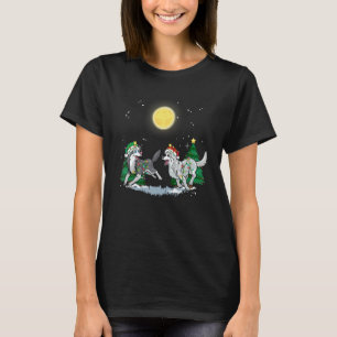 Christmas for men women kids Santa ELF Husky Dog T-Shirt