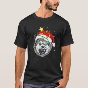 Christmas for men women kids Santa Wolf T-Shirt