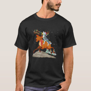 Christmas for men women kids Wolf Riding Reindeer T-Shirt
