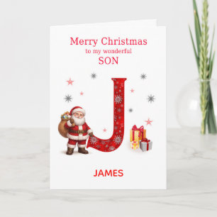 Christmas For Son Add A Name Beginning with J Holiday Card