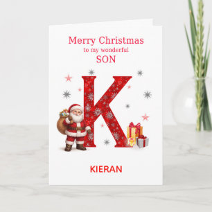 Christmas For Son Add A Name Beginning with K Holiday Card