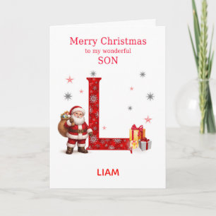Christmas For Son Add A Name Beginning with L Holiday Card