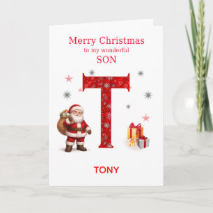 Christmas For Son Add A Name Beginning with T Holiday Card
