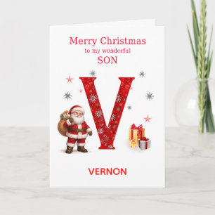 Christmas For Son Add A Name Beginning with V Holiday Card
