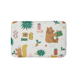 Christmas Forest Animals: Vintage Vibe Bath Mat