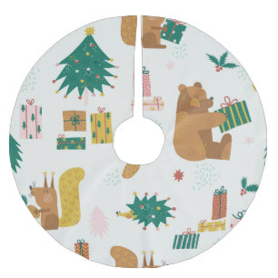 Christmas Forest Animals: Vintage Vibe Brushed Polyester Tree Skirt