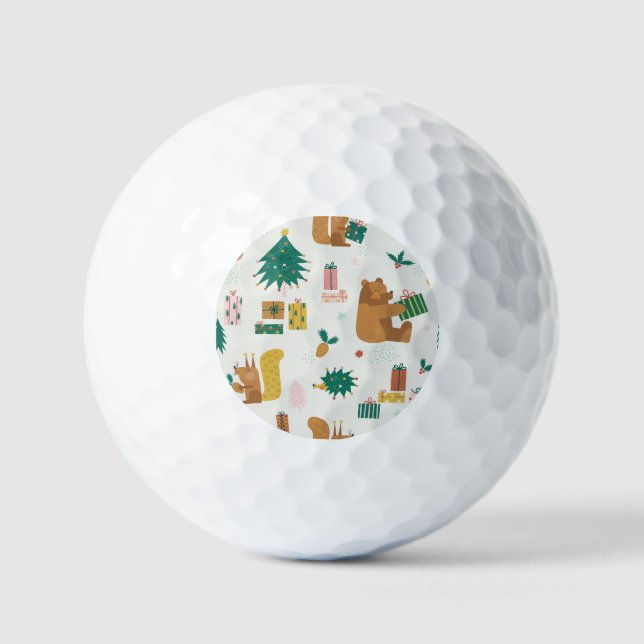 Christmas Forest Animals: Vintage Vibe Golf Balls (Front)