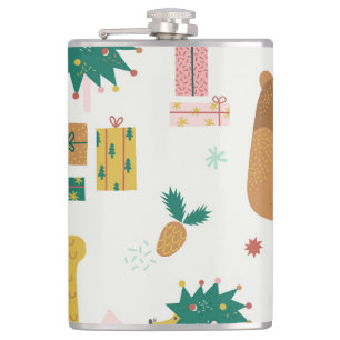Christmas Forest Animals: Vintage Vibe Hip Flask