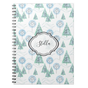 Christmas forest, Christmas trees, trees, snow Notebook