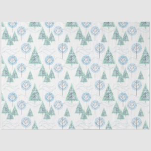 Christmas forest, Christmas trees, trees, snow Tissue Paper