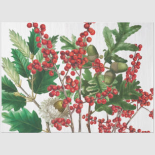 Christmas Forest Festive Berries Acorn Evergreen  Tissue Paper