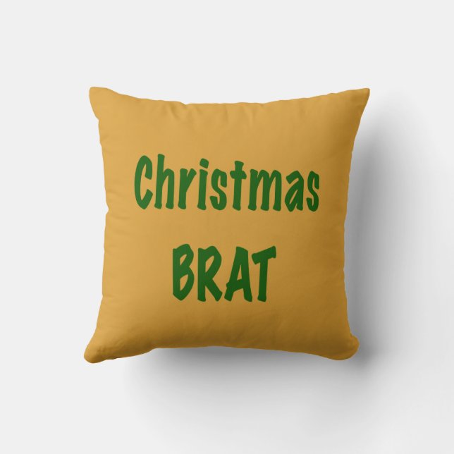 Christmas Forest Green Brat On Gold Throw Pillow (Back)